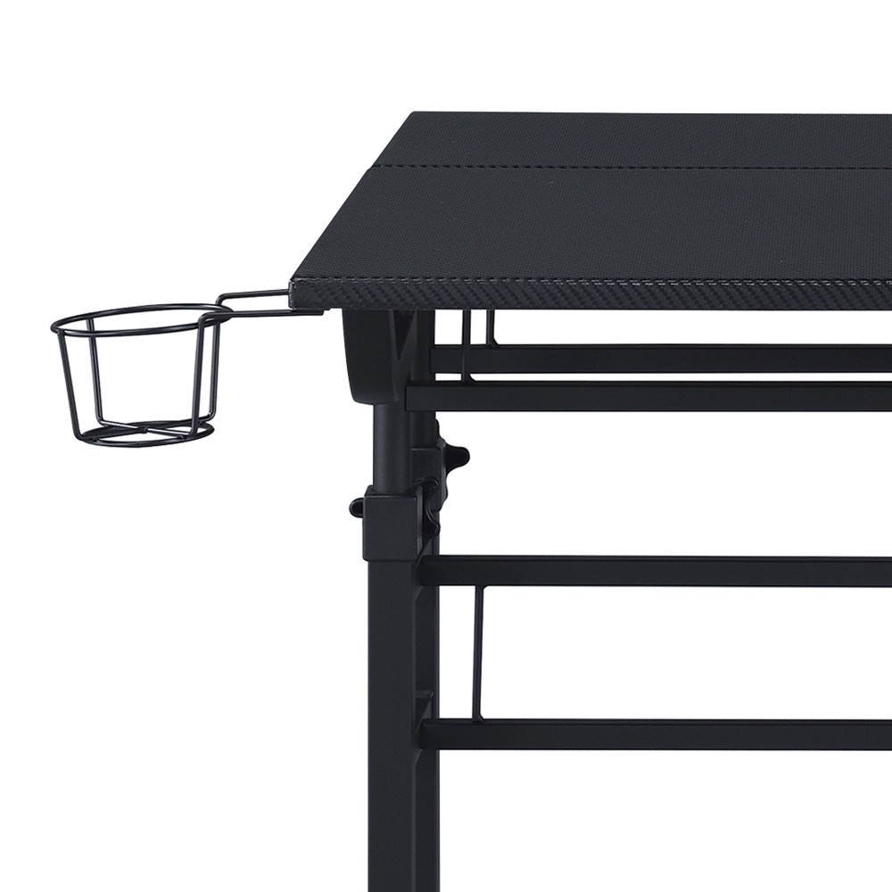 Height-Adjustable Rolling Desk - Mobile Writing Table w/ Movable Shelf - Office