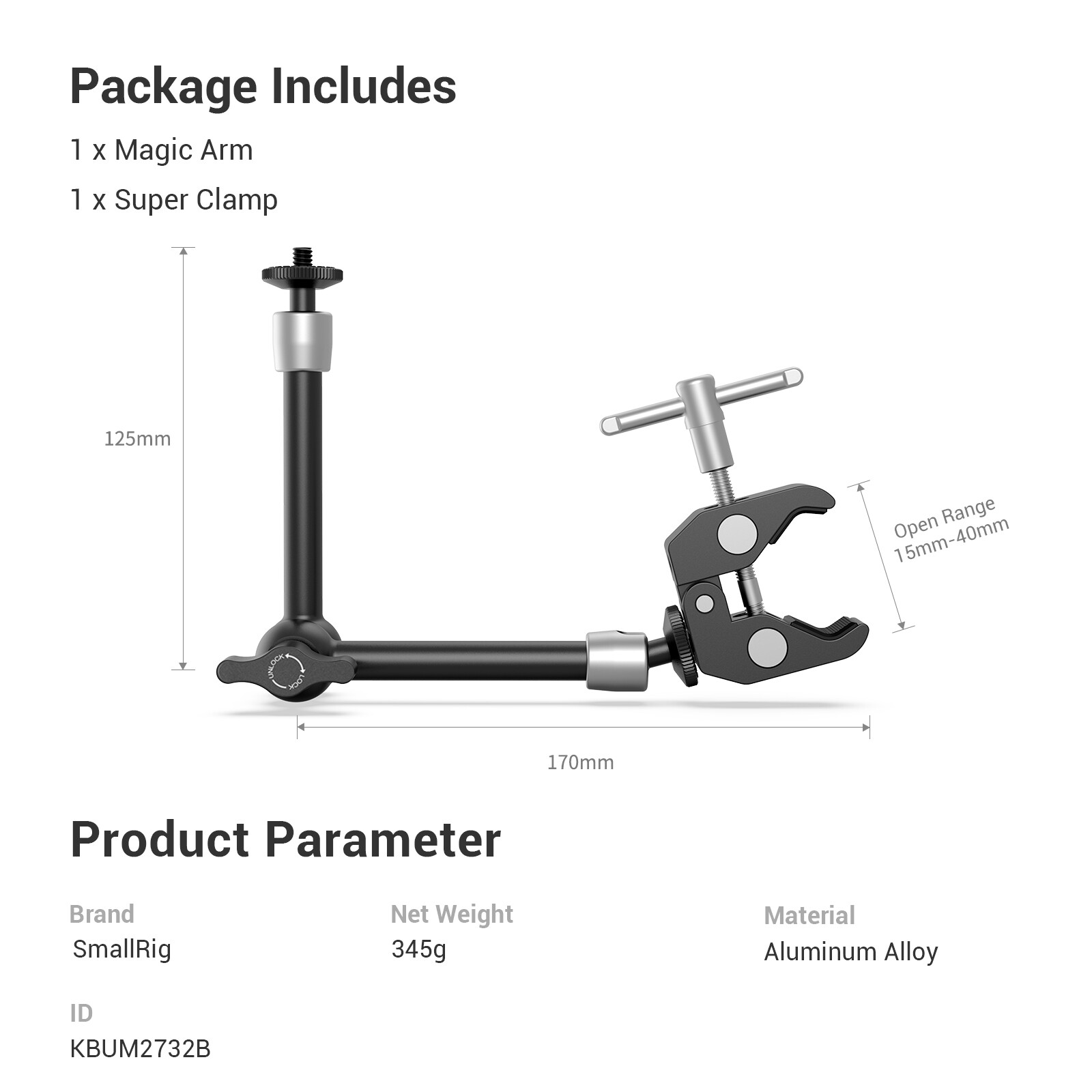 SmallRig 9.8 Inches Articulating Magic Arm+Super Clamp Mount for Monitor|Camera