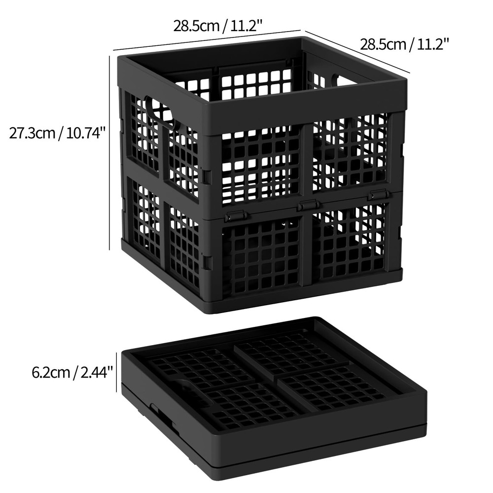 3 PCS Black 18 L Square Milk Crate Plastic Stackable Storage Utility Box