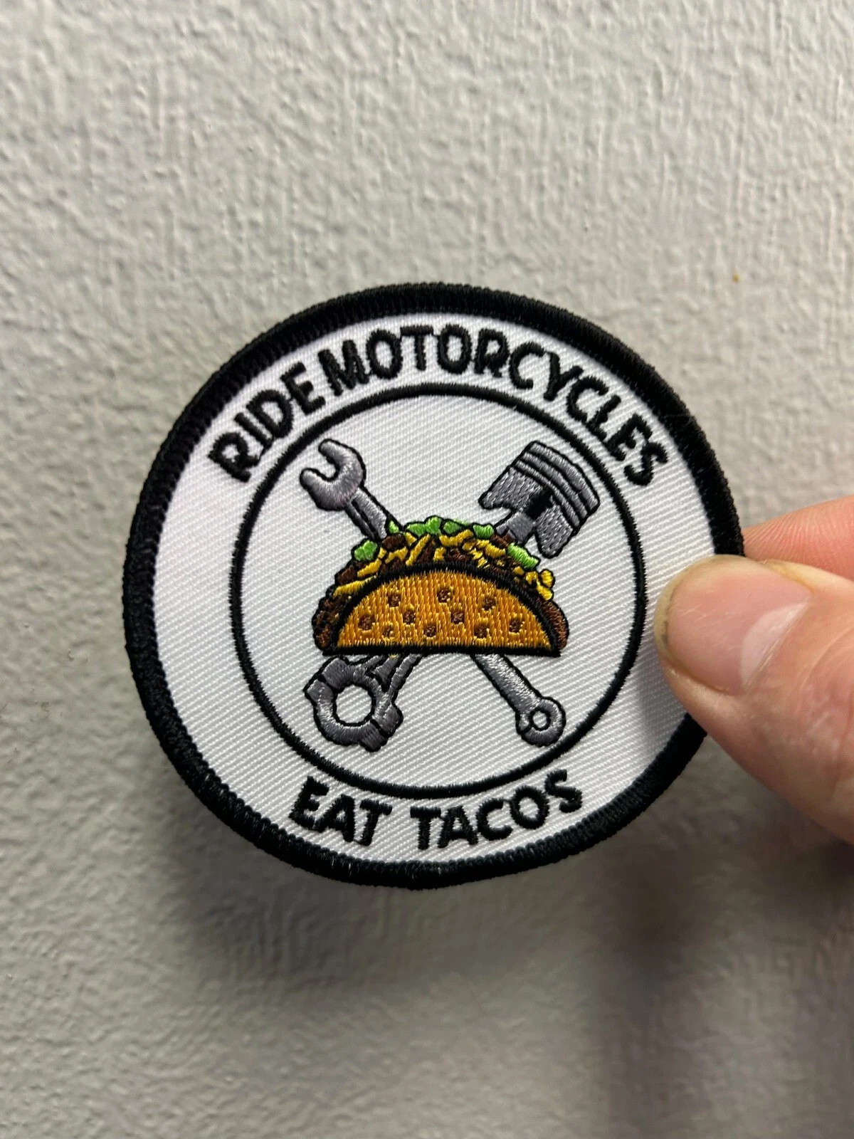 Ride motorcycles eat Tacos Patch 3" Round