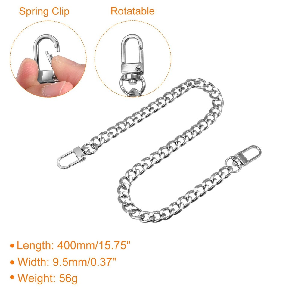 Iron Flat Chain Strap 16" Handbag Chains Purse Straps DIY Replacement Silver