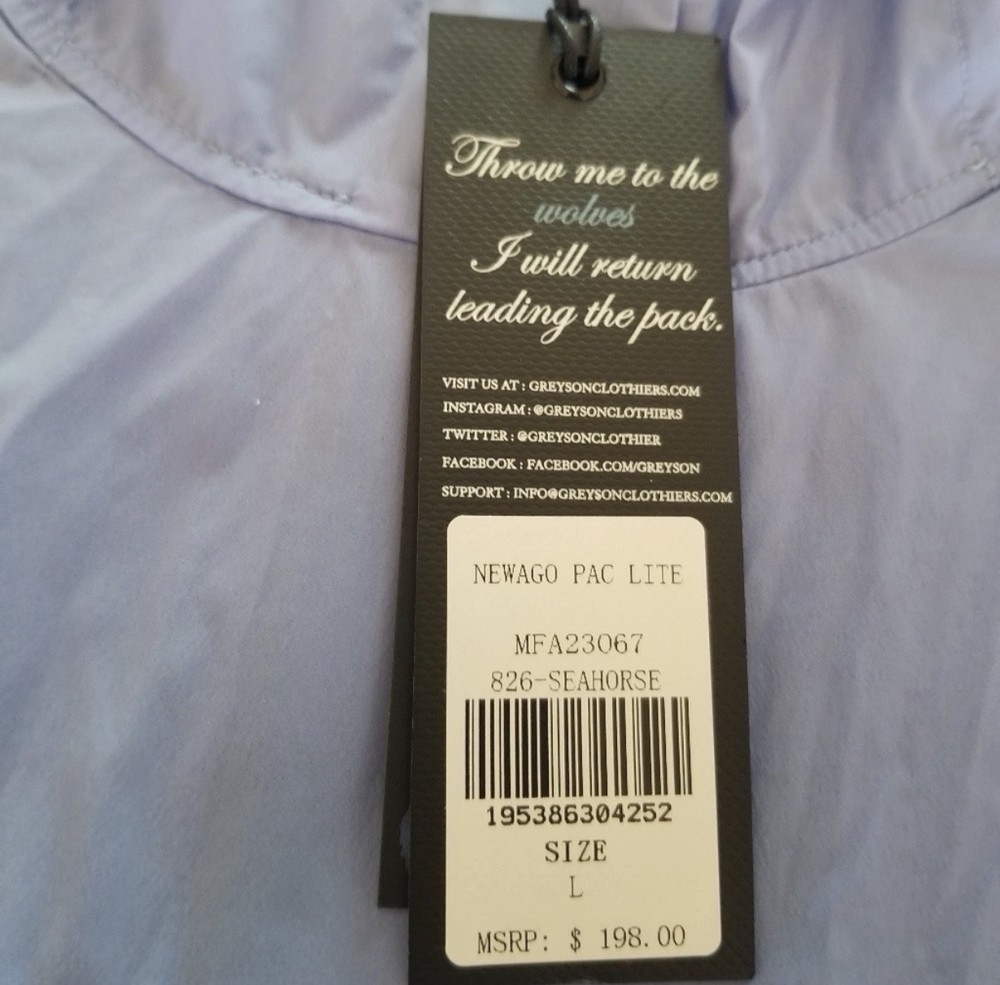 NWT Greyson Newago Pac Lite Jacket Packable Lightweight Wind Breaker Large