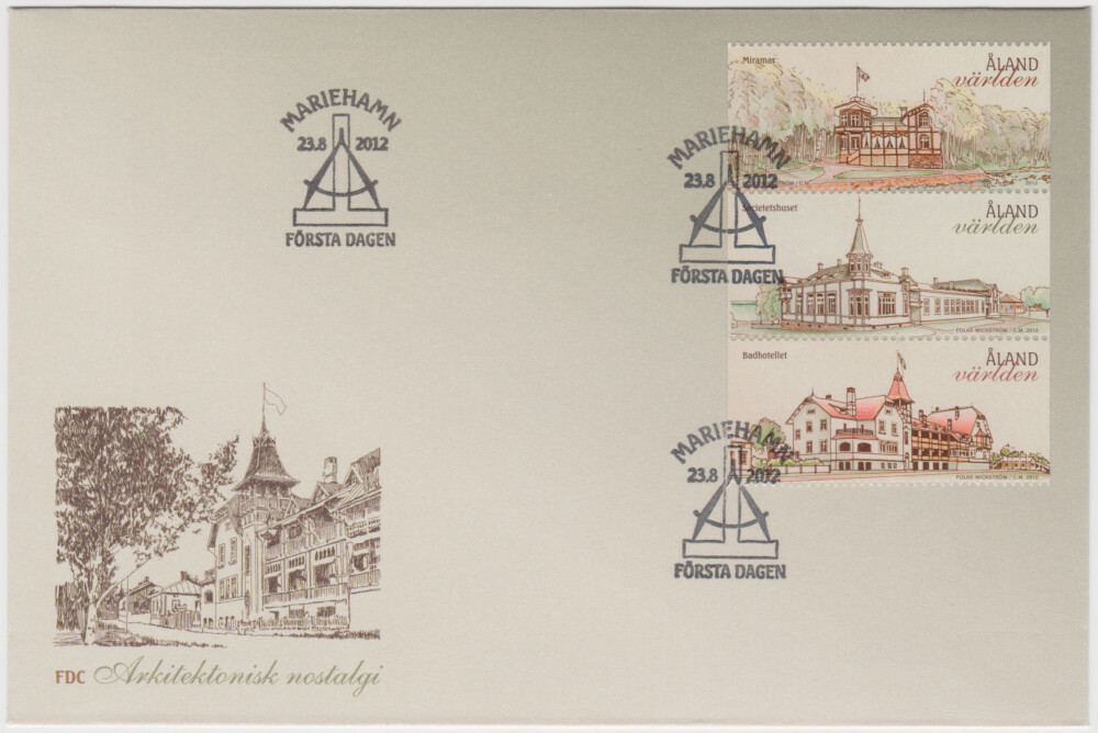 Aland FDC 2012 Architecture, Nostalgic Villas, Mint