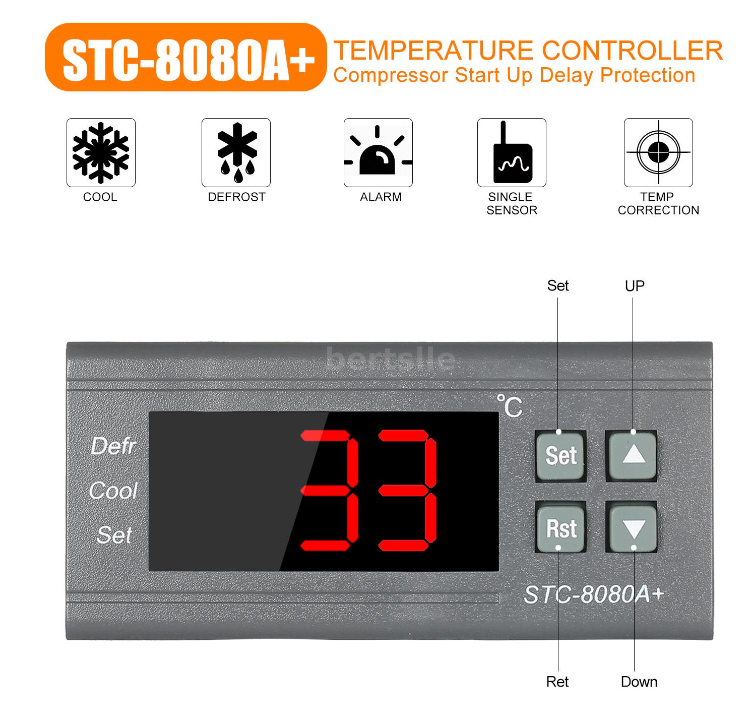 Digital Temperature Controller STC-8080A+ Microcomputer Temp Controller 220V