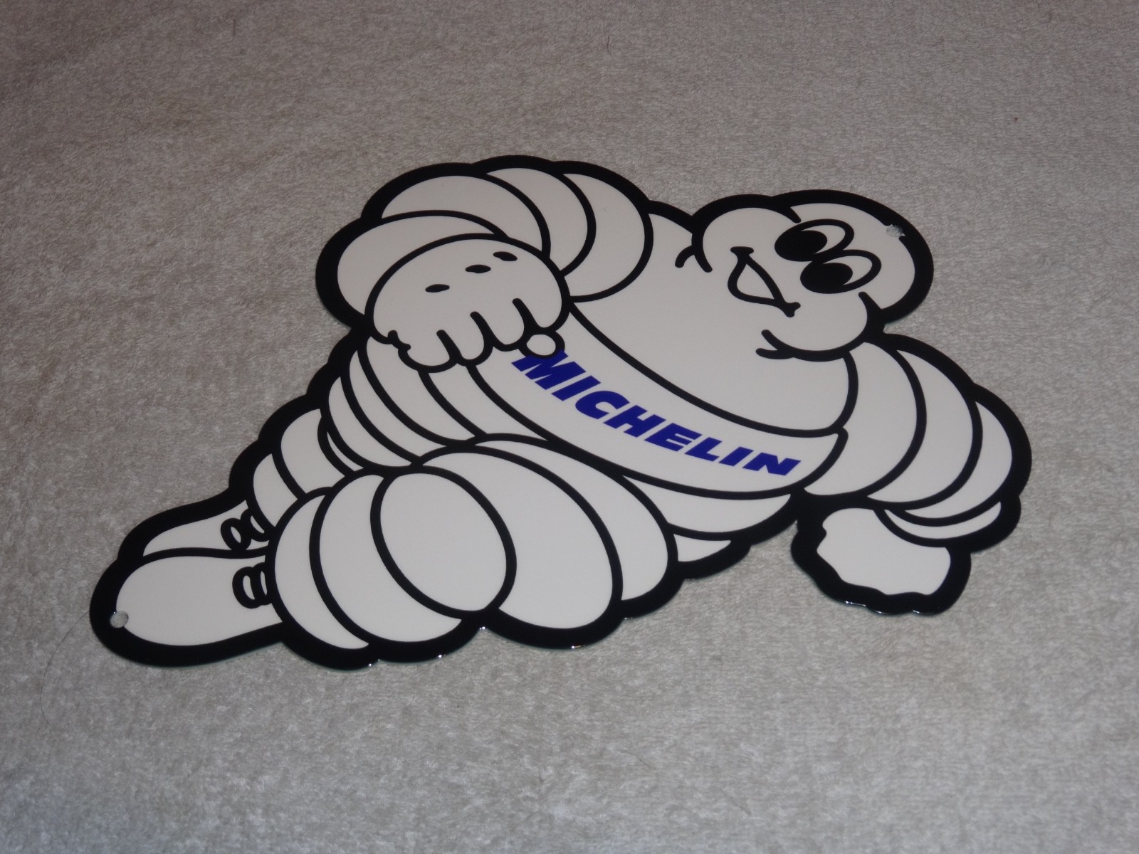VINTAGE MICHELIN MAN TIRES BIBENDUM TIRE 12" PORCELAIN METAL GASOLINE OIL SIGN!