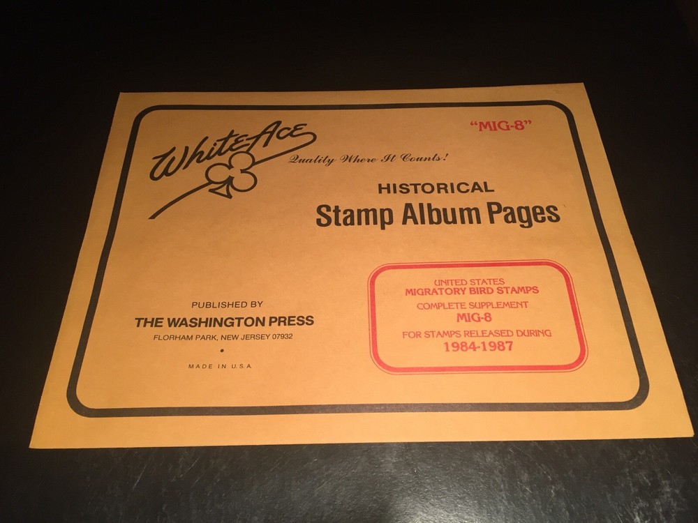 New White Ace Album Supplement Pages Migratory Bird Hunting Stamps MIG-8-1984-87
