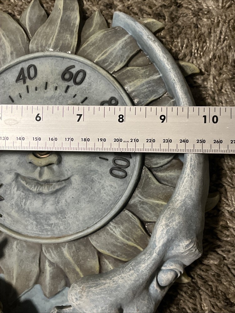 Vintage Celestial Square Sun Wall Clock Cherub Blue