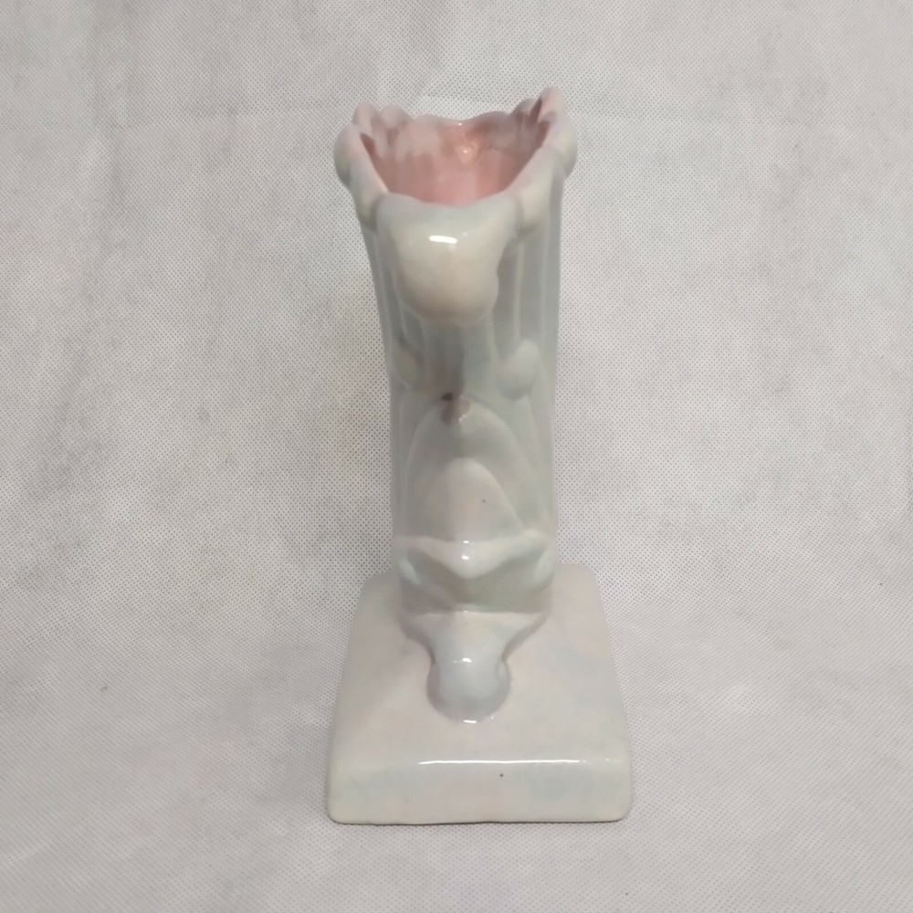 Cornucopia Vase Planter Light Blue and Pink Pottery