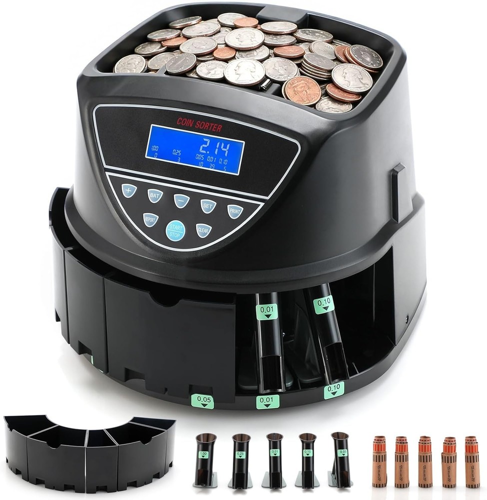 Coin Counter, USD Coin Sorter and Wrapper Machine Sort with Printing-Compatib...