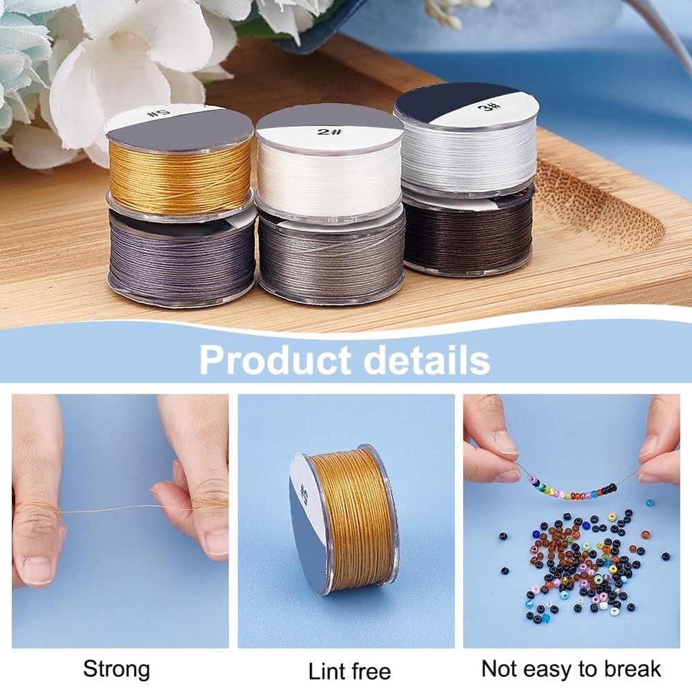 PH PandaHall 0.1mm Nylon String 100 Yards Beading Thread White