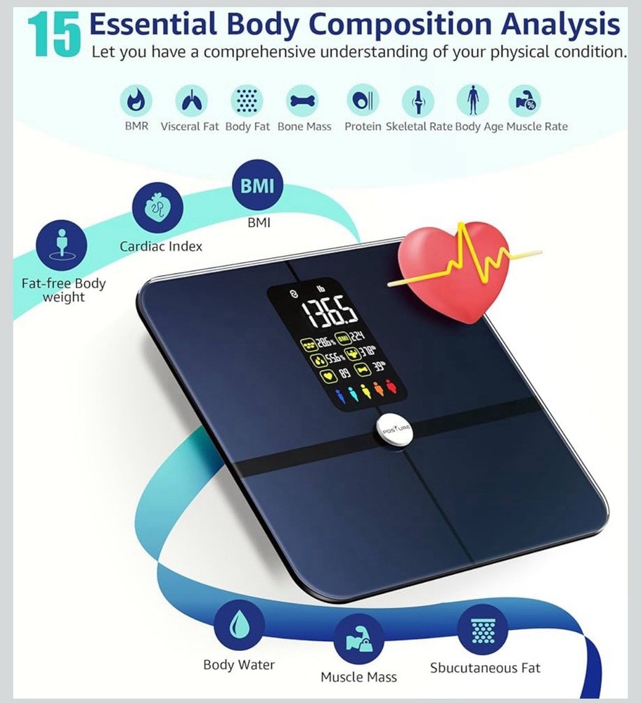 Body Fat Scale, Posture Extra Large Display Digital Bathroom Wireless