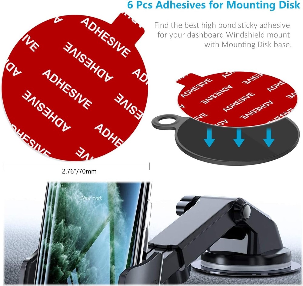 6pcs Double-Sided Adhesive Pads for Windshield Camera Mounts - Strong & Durable