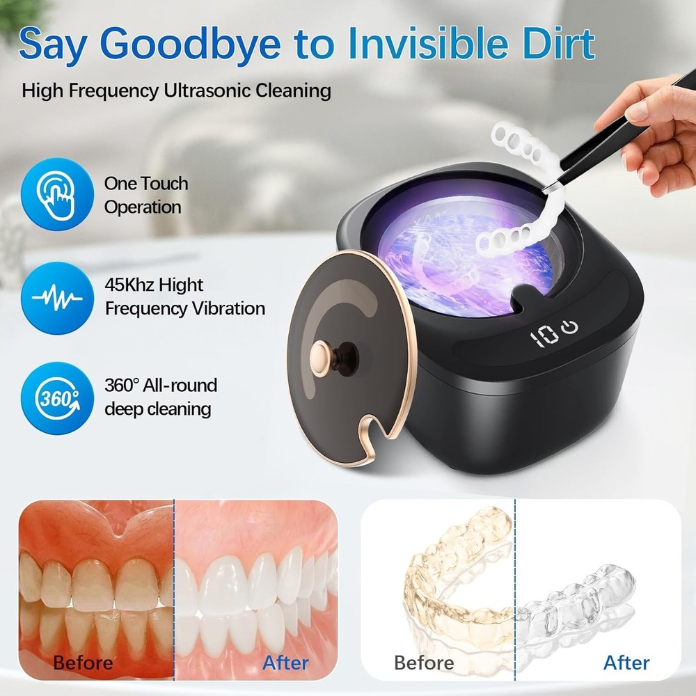 Ultrasonic Retainer Cleaner Machine - 45kHz LED Light