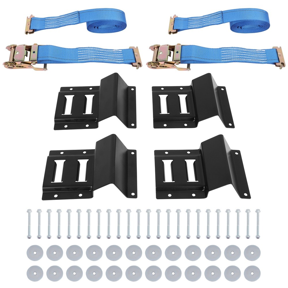 4pcs E-Track Wheel Chocks & 2pcs 2"x8"E-Track Straps 1500 lbs E-track system