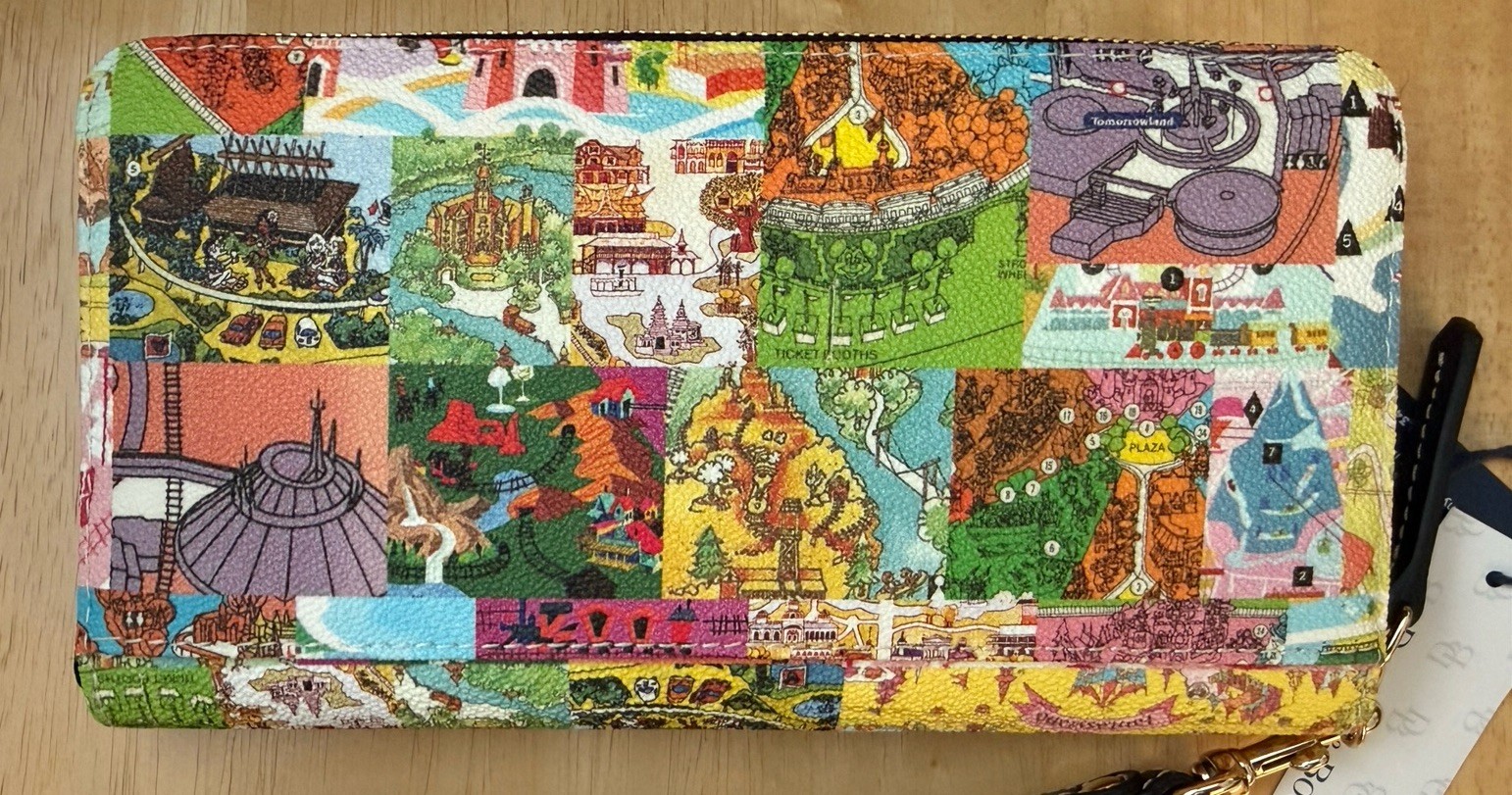 2026 Disney Parks Dooney & Bourke Park Maps Wristlet Wallet w/ Strap Brand New!