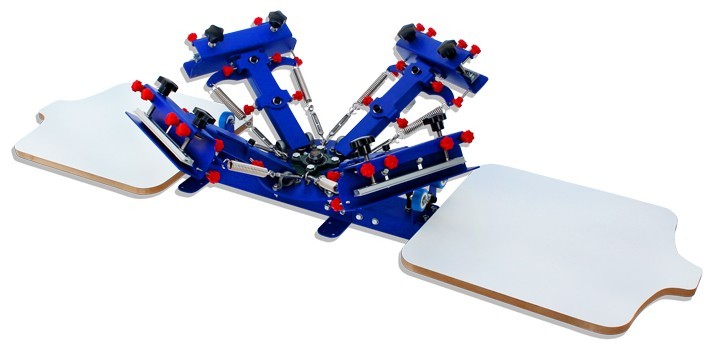 4 Color 2 Station Single-Rotary Screen Press Table Screen Printer Micro-adjust