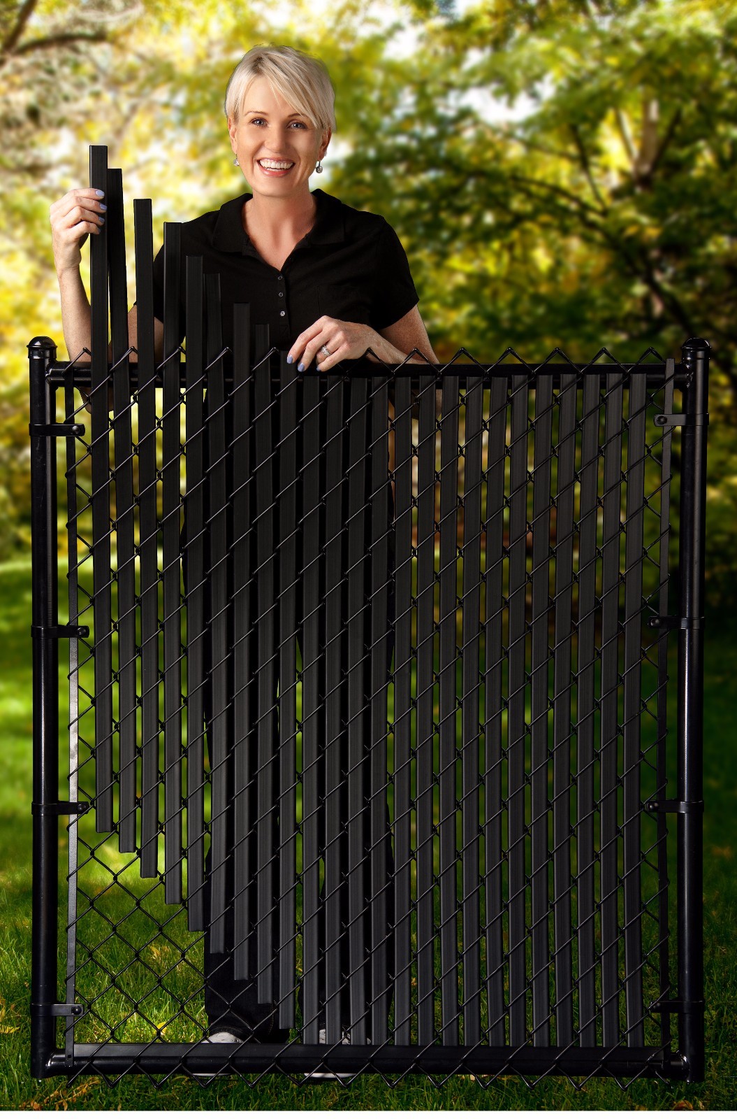 Chain Link Black Double Wall Tube™ Privacy Slat For 6ft High Fence Bottom Lock