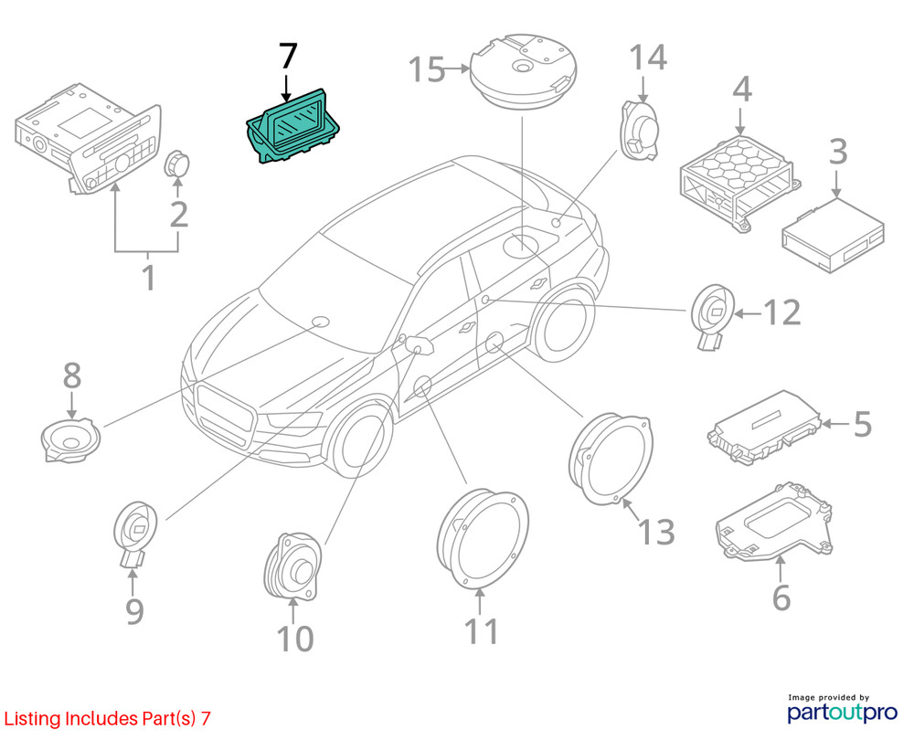 2016 Audi Q3 7 Display Screen - Used, No Anti-Theft Code, Reprogram Required