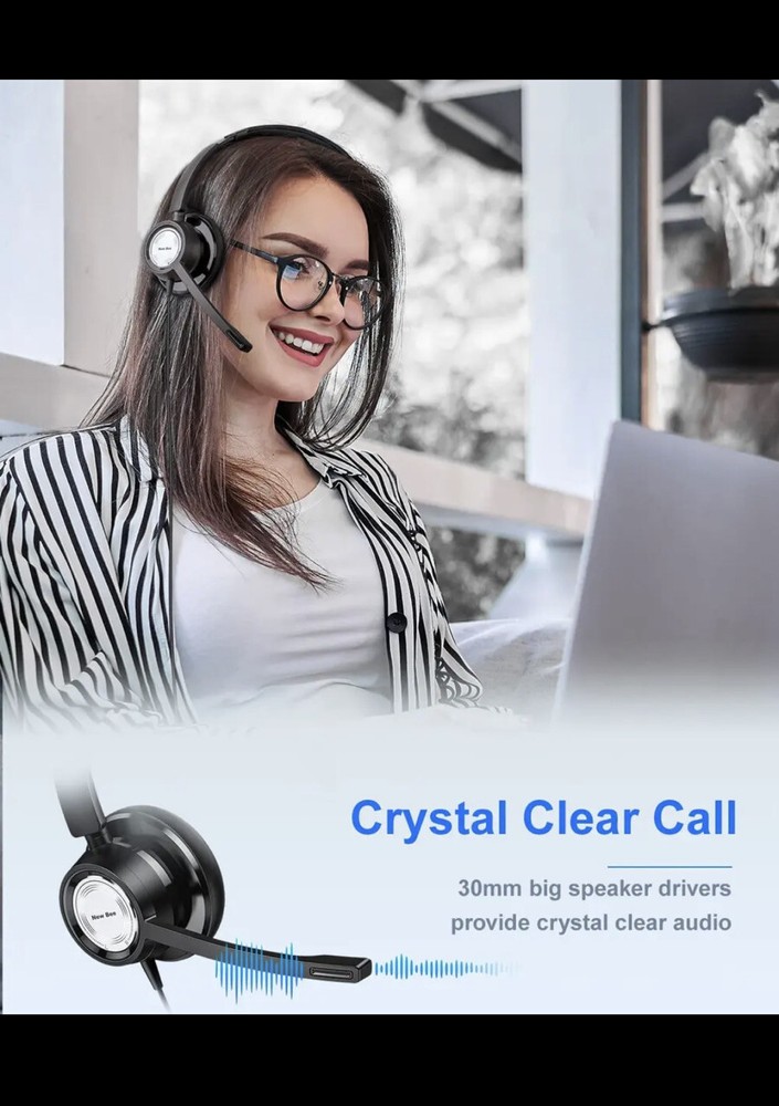 New Bee USB Headset with Microphone for PC Computer Headset, Single Ear Headset