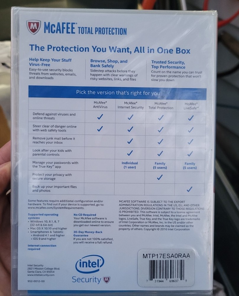 MCAFEE TOTAL 10 DEVICES 1 YEAR SEALED FULL VERSION