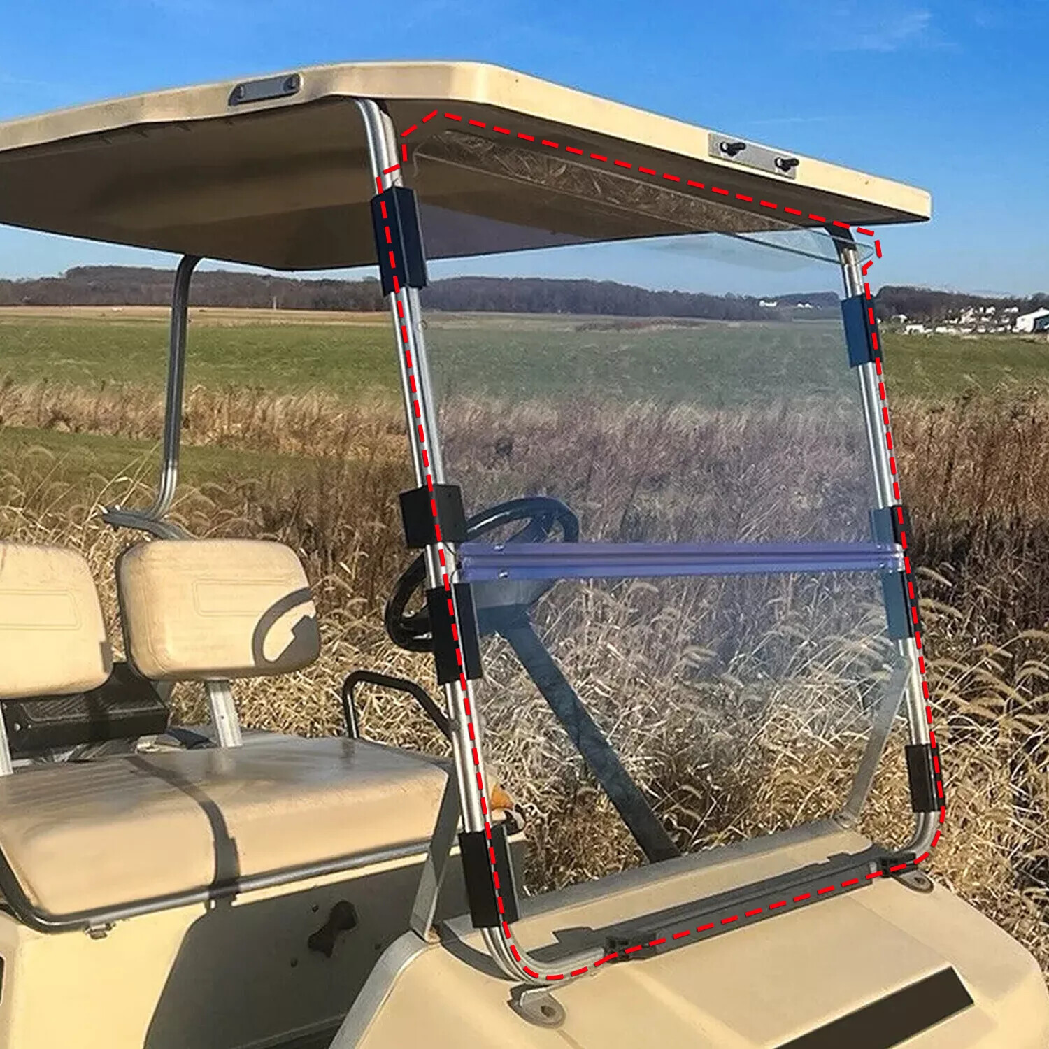 For Club Car DS 1982 1983-2000.5 Clear Golf Cart Windshield Folding Windscreen