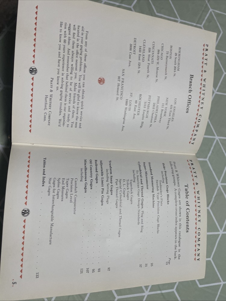 1929 PRATT & WHITNEY Gages Book
