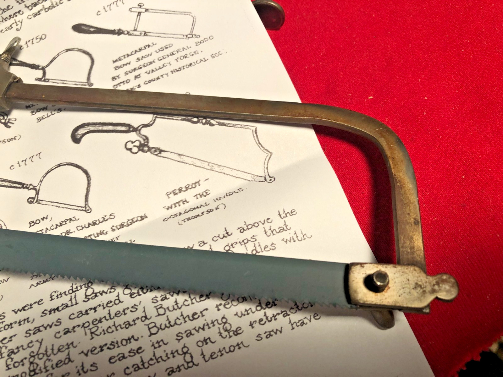 METACARPEL AMPUTATION SAW LIKE THE ONE USED BY GEN. OTTO IN 1777 - NO MAKER MARK