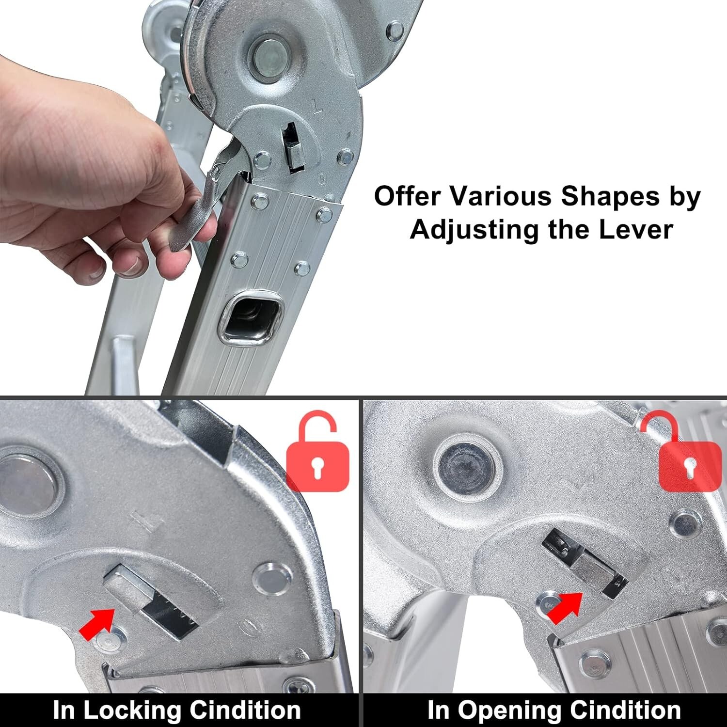 7 in 1 Folding Step Ladder 12.5ft Multi Purpose Aluminum Extension Ladder