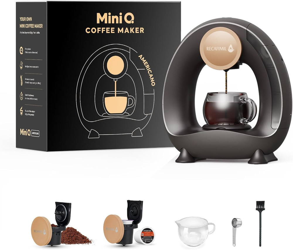 Compact Single Serve Coffee Maker for K Cups & Grounds, Fast 2-Minute Brew