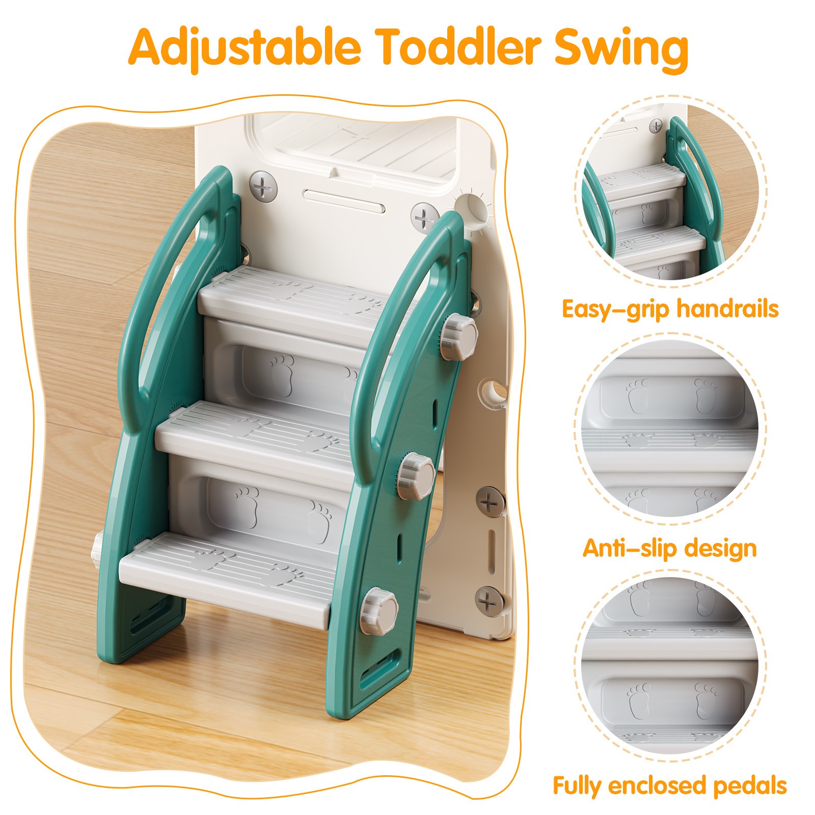 9 in 1 Toddler Slide Set with Rock Wall, Slide for Kids 1-3, Indoor & Outdoor