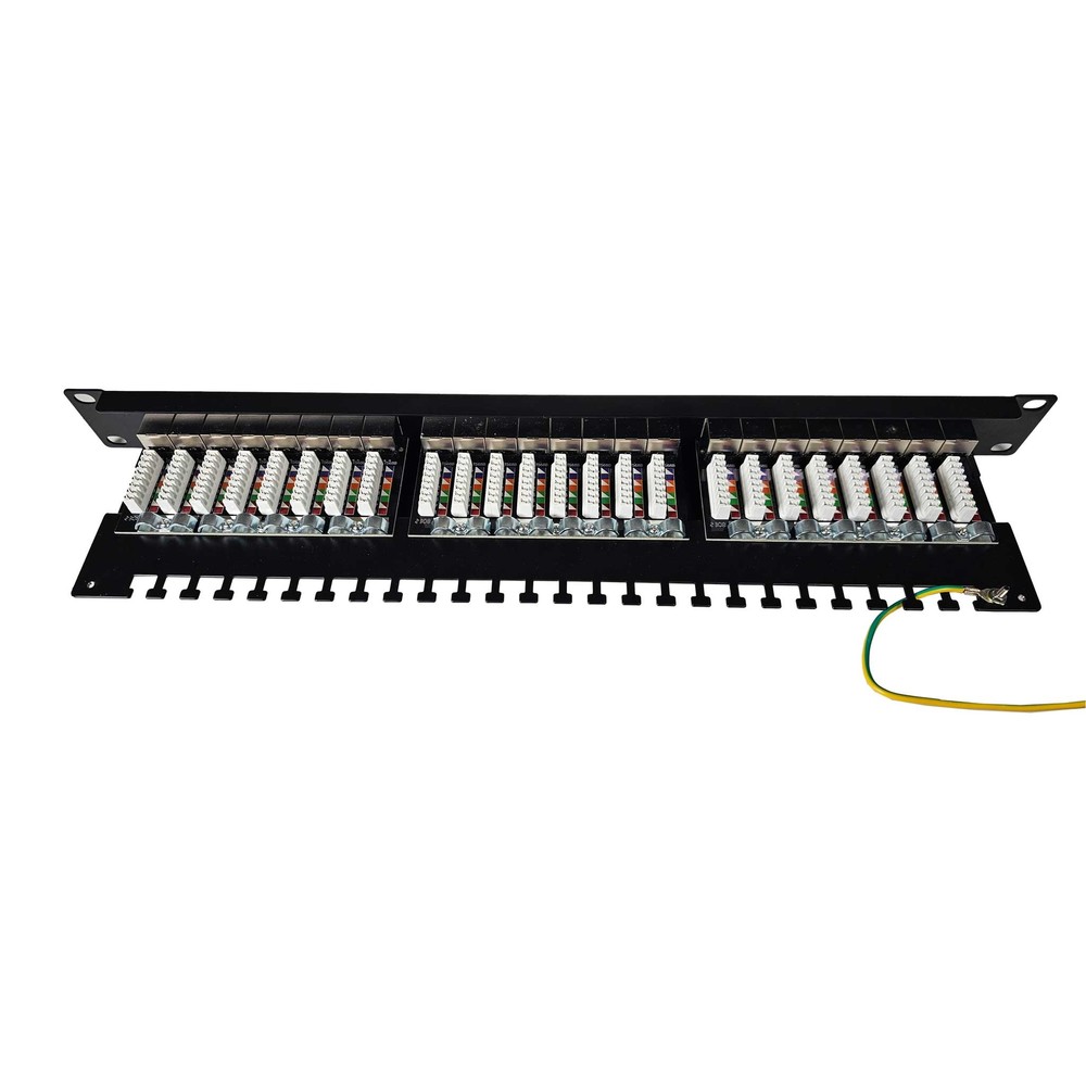 Cat6A Shielded 24 Port Network LAN Patch Panel 1U Rackmount 110