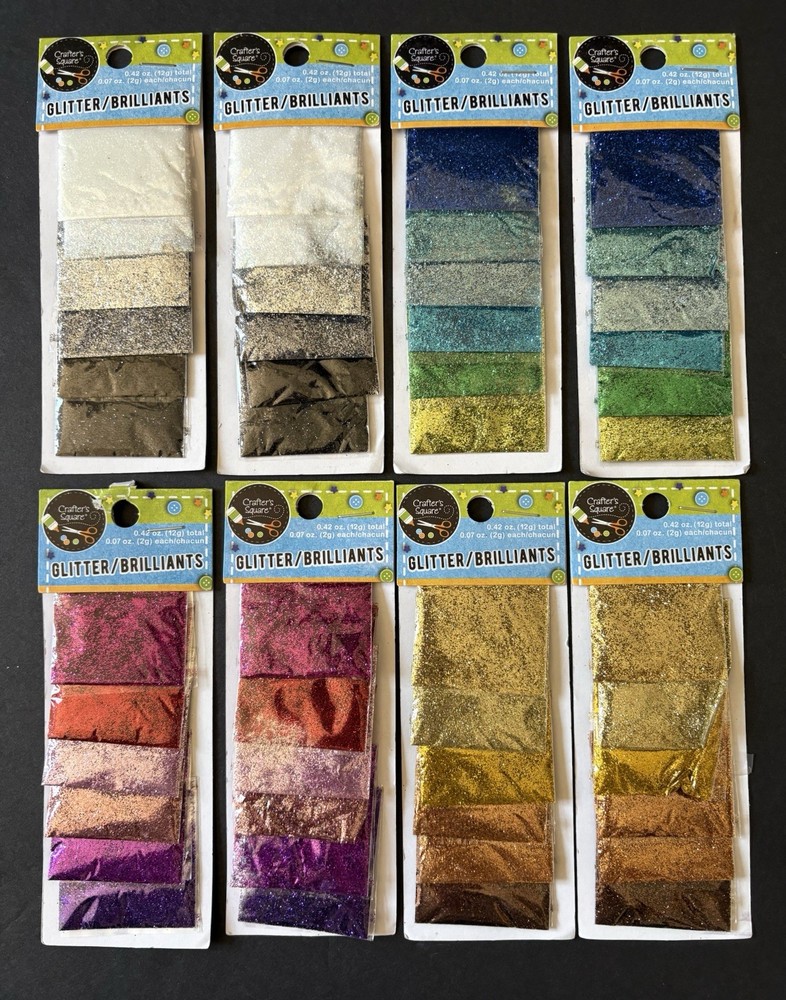 8-Packs Crafter’s Square Assorted Craft Glitters For Scrapbooking Projects NEW