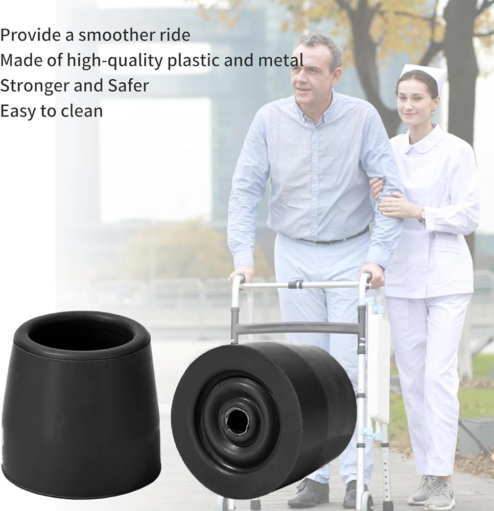 4PCS Rubber Walker Tips 1 '' Heavy Duty Replacement Tips for Walkers, Commodes,
