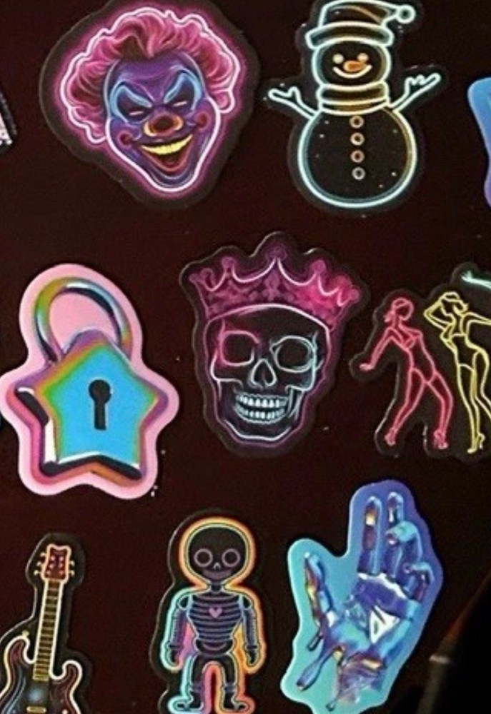 129 Stickers ( Mostly Neon Themed)