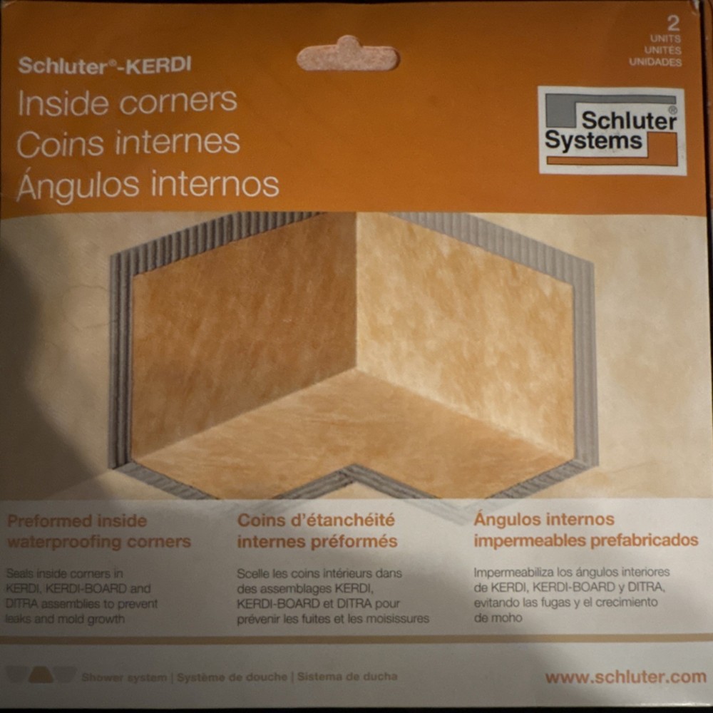 Schluter Systems KERDI Waterproof Inside Corners Orange Polyethylene 2 Pack