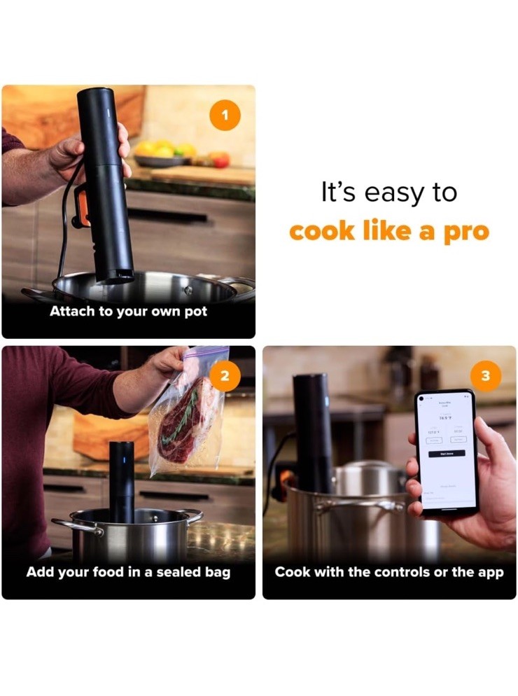 Anova Precision Cooker Mini Lite Sous Vide Immersion Circulator Black
