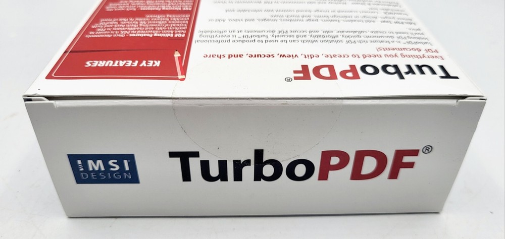 TurboPDF Create/Edit/View/Secure/Share PDFs NEW, SEALED Retail Box
