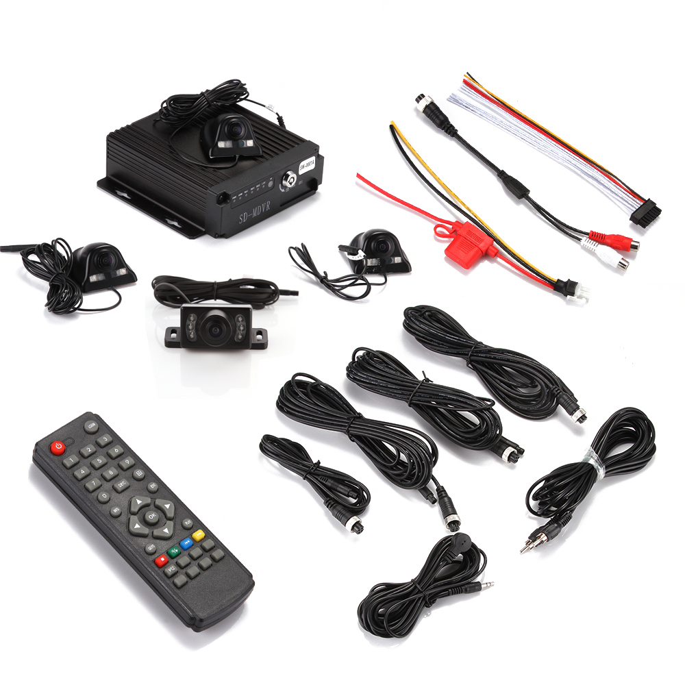 4ch Vehicle Car SW-0001A Mobile DVR Security Video Recorder +4 CCD Lens Camera