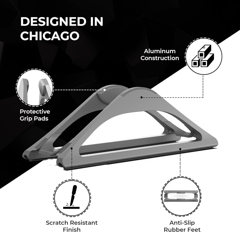 HumanCentric Vertical Laptop Stand for Desks (Space Gray) | Adjustable