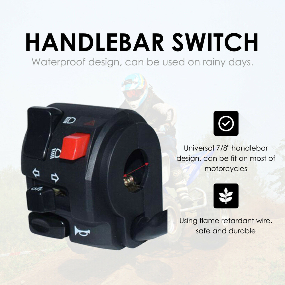 Left 7/8" Motorcycle Handlebar Warning Horn Button Turn Signal Controller Switch