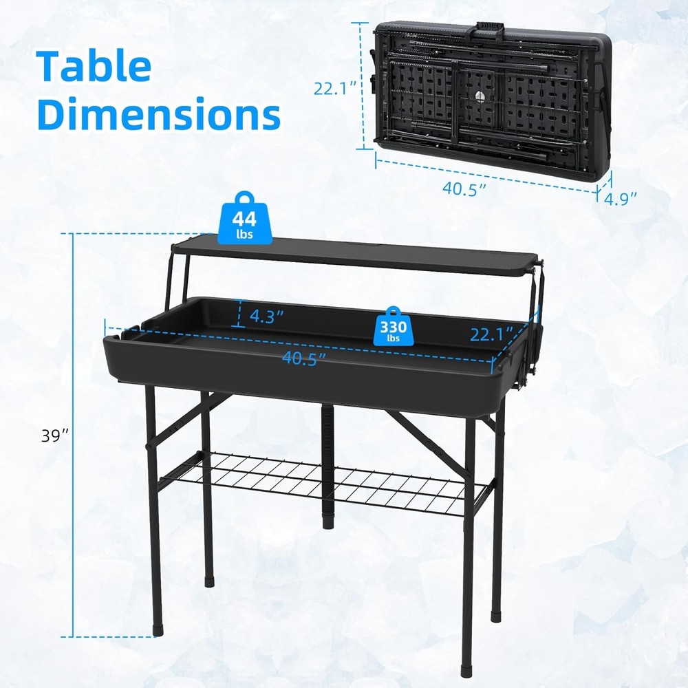 GENERIC DOUBLE-LAYER ICE COOLER FOLDING TABLE PARTY CHILLING - Scratch & Dent