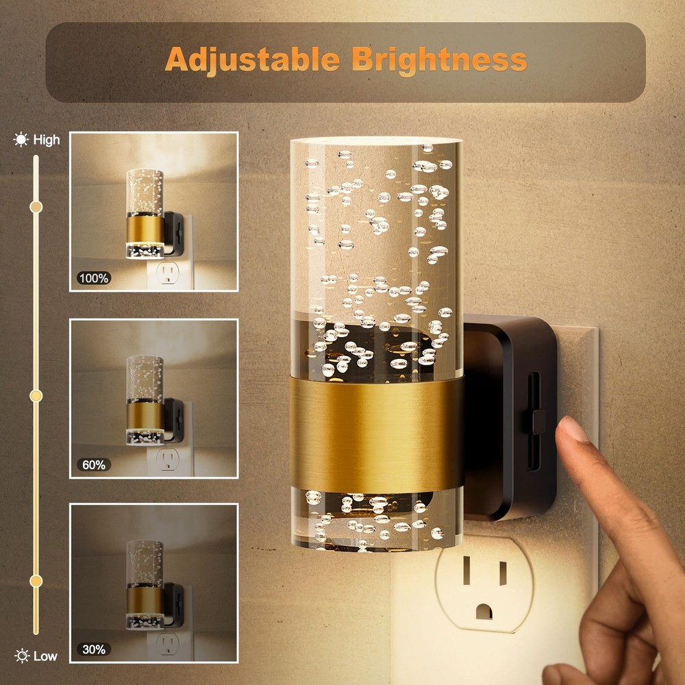 Night Light, Night Lights Plug into Wall,2 Pack 3000K Dimmable Night Light wi...