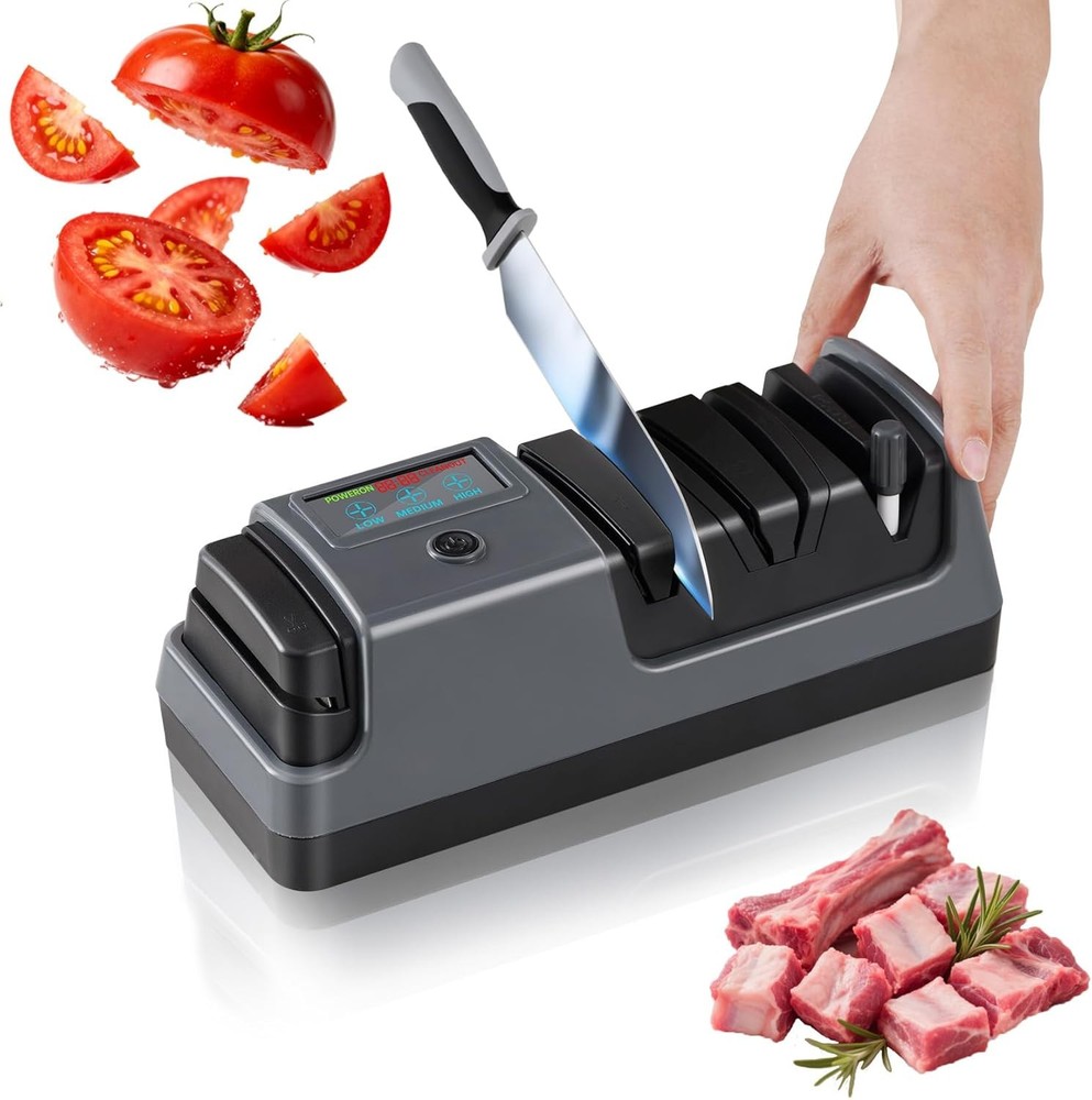 5 in 1 Electric Knife Sharpener with LCD Screen,3 Rotational Speed Adjustable