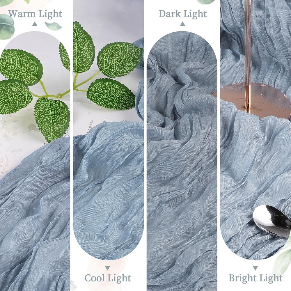 12 Pack Dusty Blue Cheesecloth Table Runner 10FT Long Boho Gauze Table Runner...