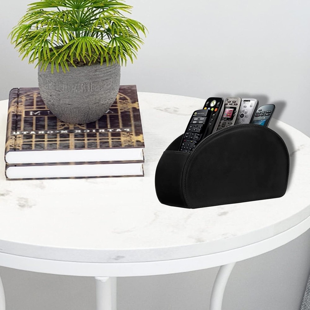 Leather Remote Control Holder with 5 Compartments Box/Tray
