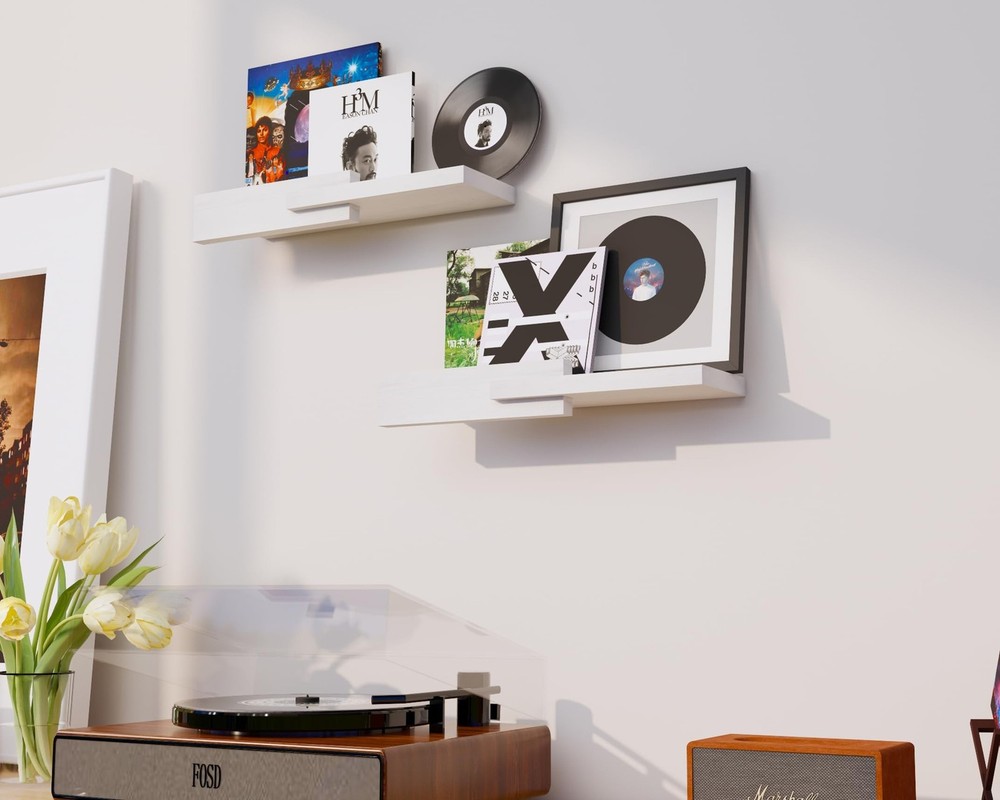 Solid Pine Floating Wall Shelf, Minimalist Wooden Display Shelf with Front Gu...