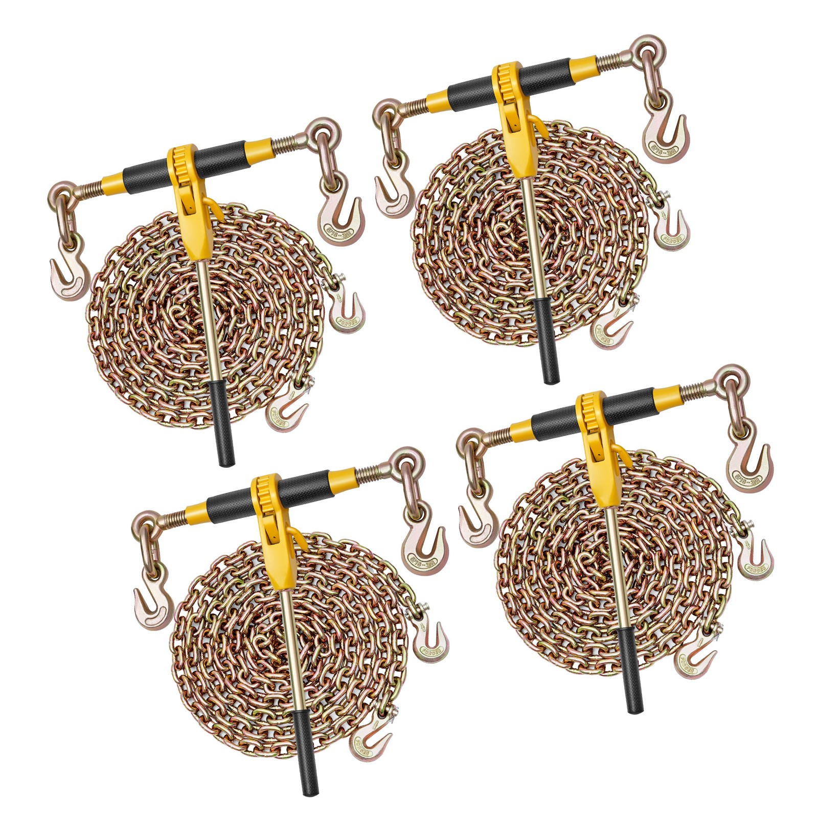 Uimoso 4 Pack Ratchet Chain Binder 5/16"-3/8" G80 Chains Load Binder for Towing