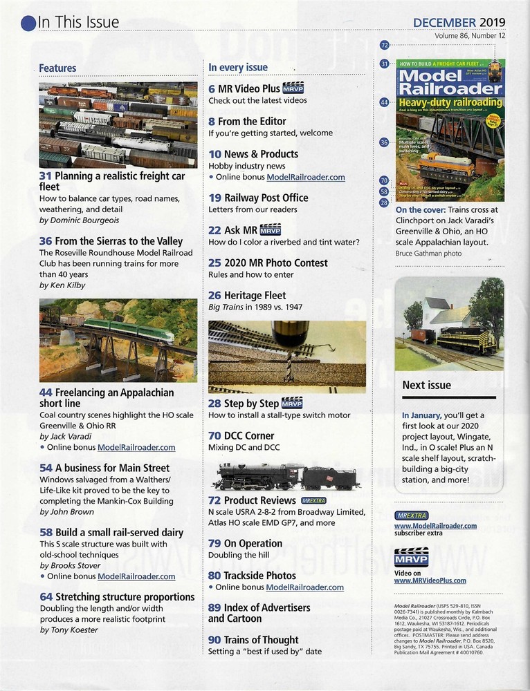 Model Railroader Magazine 2019 December
