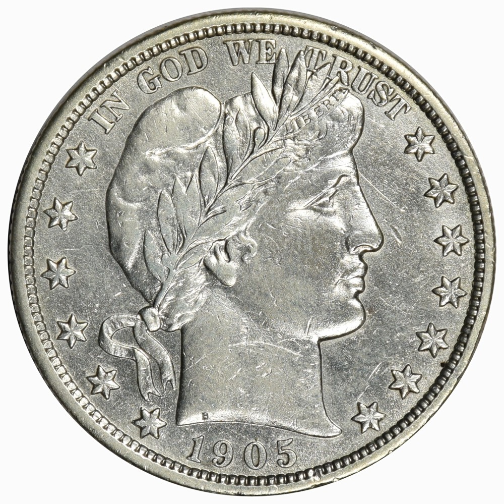 1905 BARBER HALF DOLLAR! ~ NICE BOLD AU+ ABOUT UNCIRCULATED!