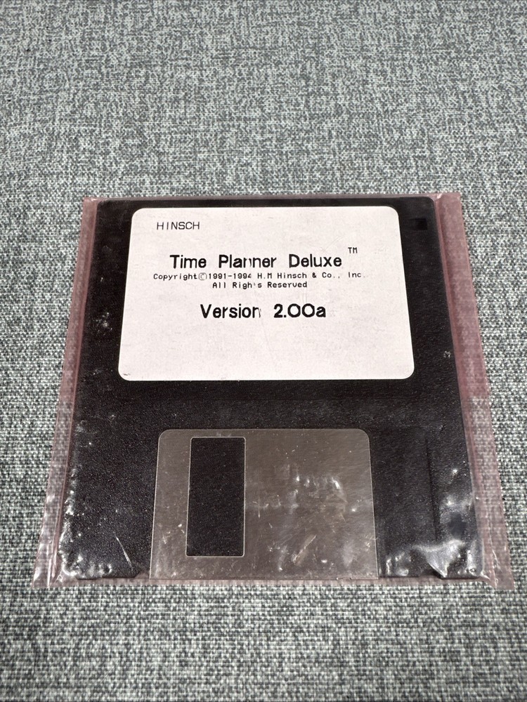 NOS 1994 Hinsch Time Planner Deluxe Version 2.00a 3.5" Floppy Disk RARE!